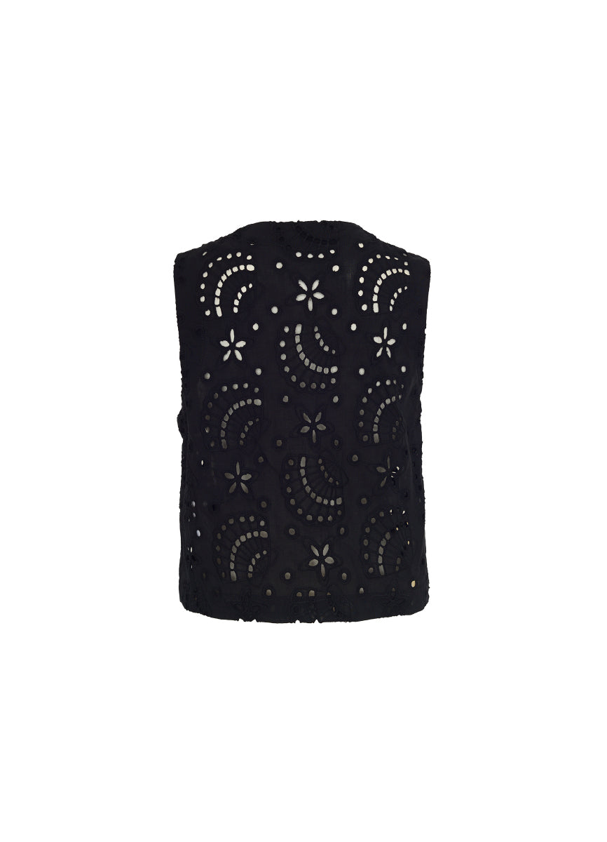 ROPA DE PLAYA CHALECO BORDADO CON AMARRES EDEN 9418