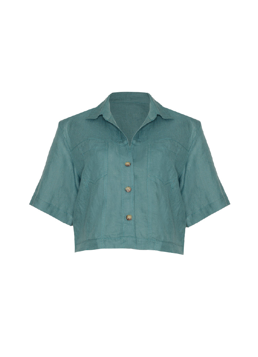 ROPA DE PLAYA CAMISA BLUSA MANGA CORTA KATYA 9437