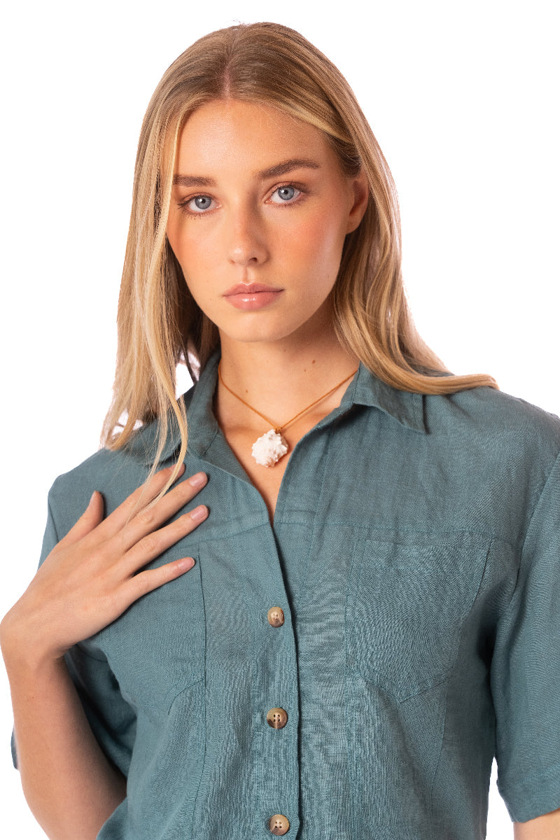 ROPA DE PLAYA CAMISA BLUSA MANGA CORTA KATYA 9437