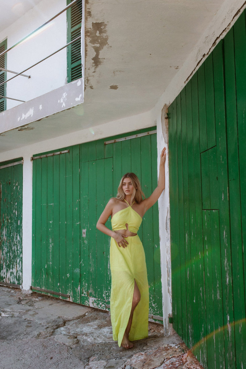 ROPA DE PLAYA VESTIDO LARGO EN LINO ALANA 9442