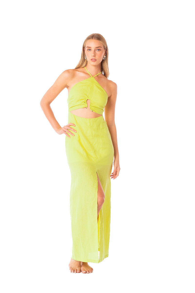 ROPA DE PLAYA VESTIDO LARGO EN LINO ALANA 9442