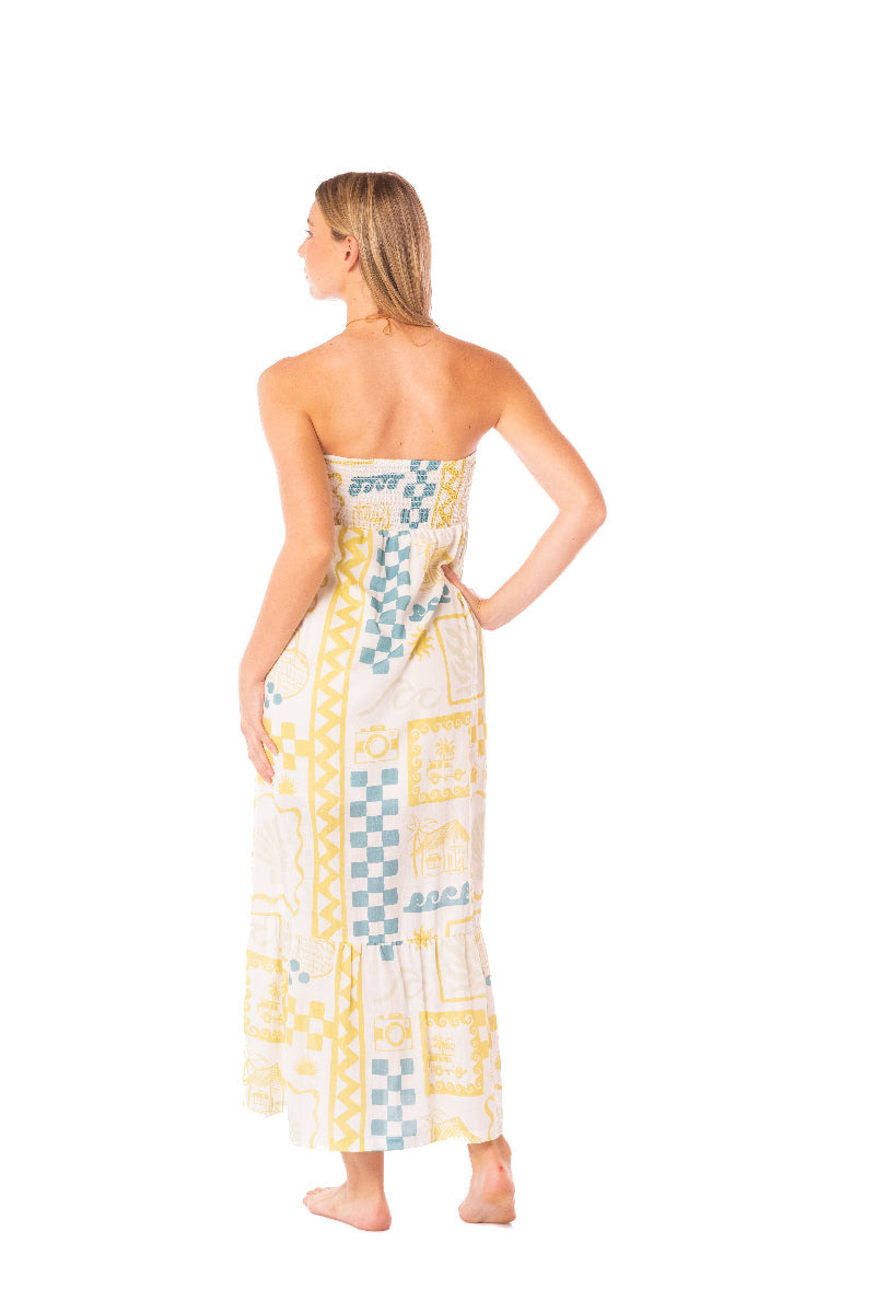 ROPA DE PLAYA VESTIDO LARGO STRAPLESS GERA 9445