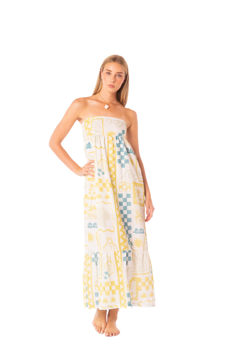 ROPA DE PLAYA VESTIDO LARGO STRAPLESS GERA 9445