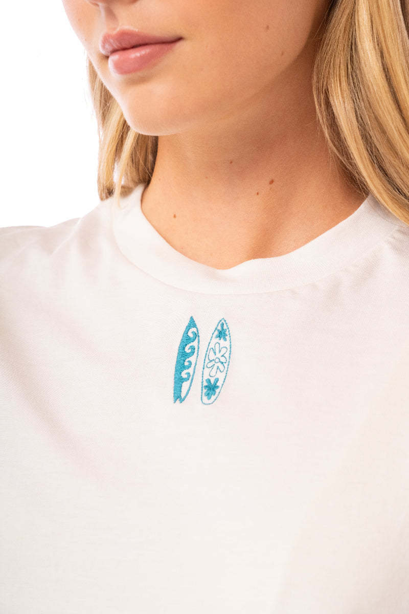 ROPA DE PLAYA CAMISETA CROP TOP BORDADO ARABELLA 9448