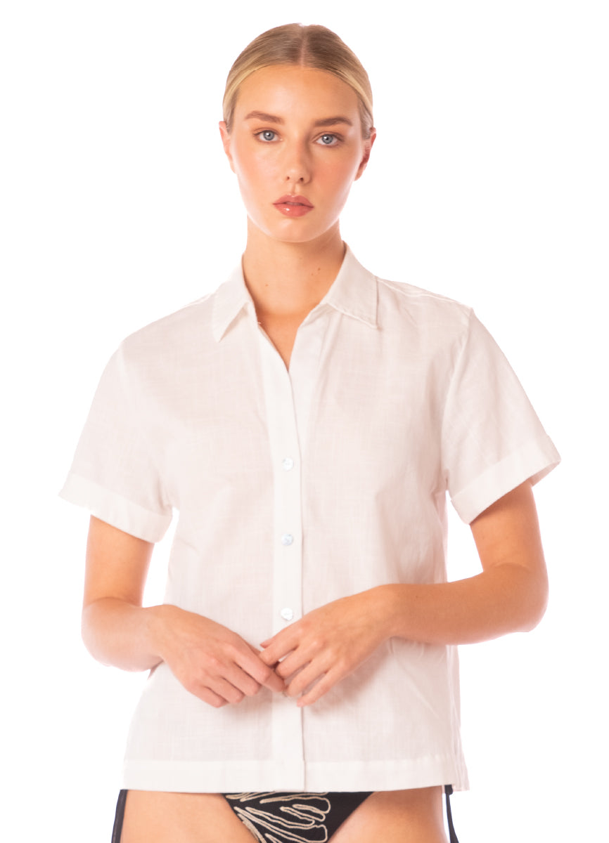 ROPA DE PLAYA CAMISA BLUSA MANGA CORTA AMATISTA 9463