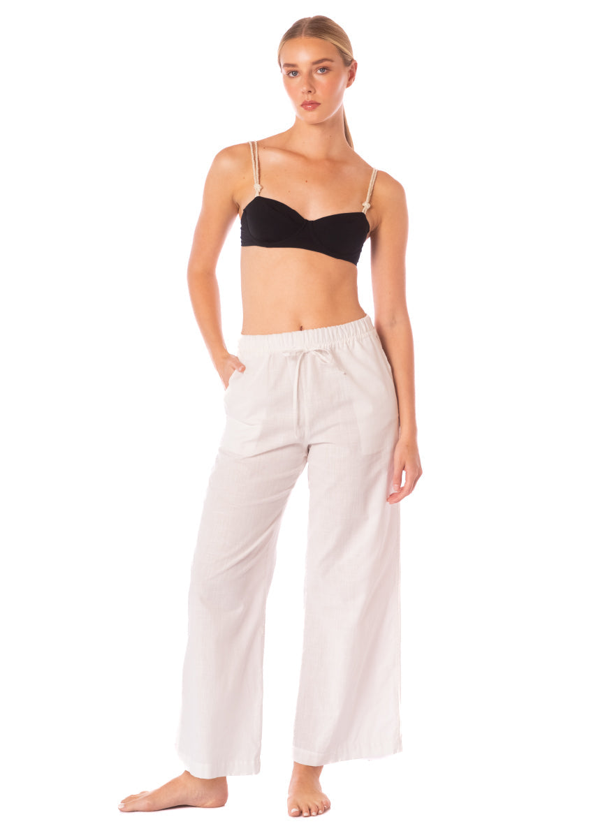 ROPA DE PLAYA PANTALON CORTE ANCHO EN LINO AGATHA 9467