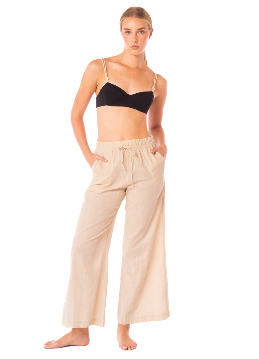 ROPA DE PLAYA PANTALON CORTE ANCHO EN LINO AGATHA 9468