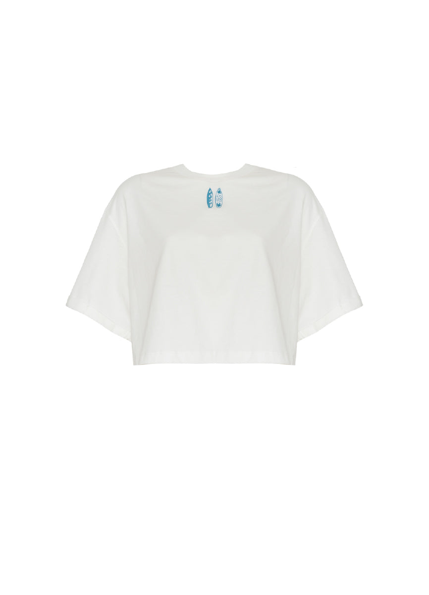 ROPA DE PLAYA CAMISETA CROP TOP BORDADO ARABELLA 9448