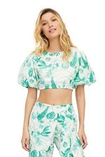 Load image into Gallery viewer, PRINT GREEN SHELLS CRISTEL CROP TOP 9021
