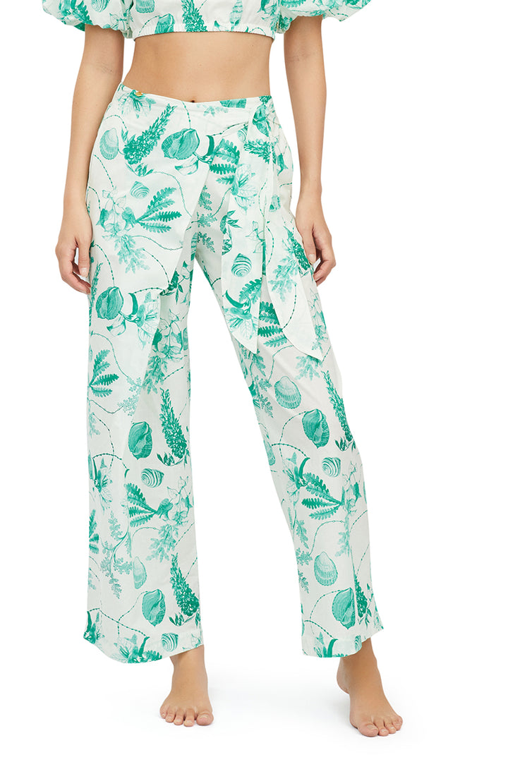 PRINT GREEN SHELLS SKY PANTS 9022